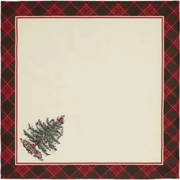 Spode Christmas Tree Tartan Plaid 20" Cloth Napkins  Set Of 4 Holiday Dining - Picture 3 of 4